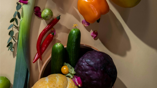 vegetables laid out on a table 