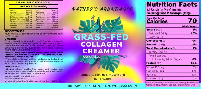 Grass-Fed Collagen Creamer (Vanilla)