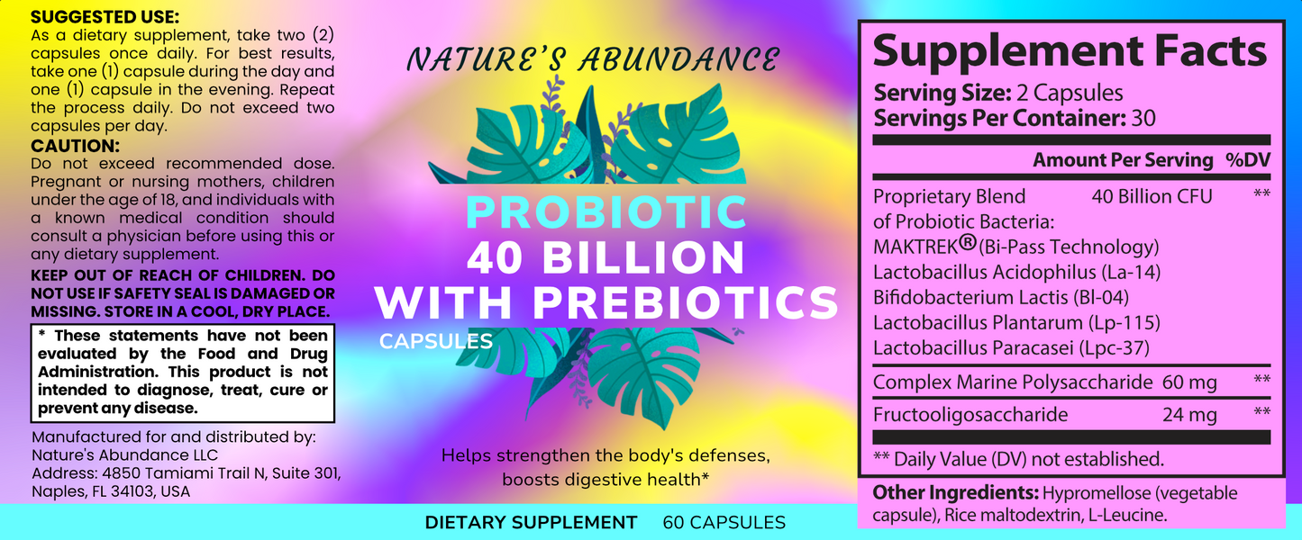 Probiotic 40 Billion with Prebiotics